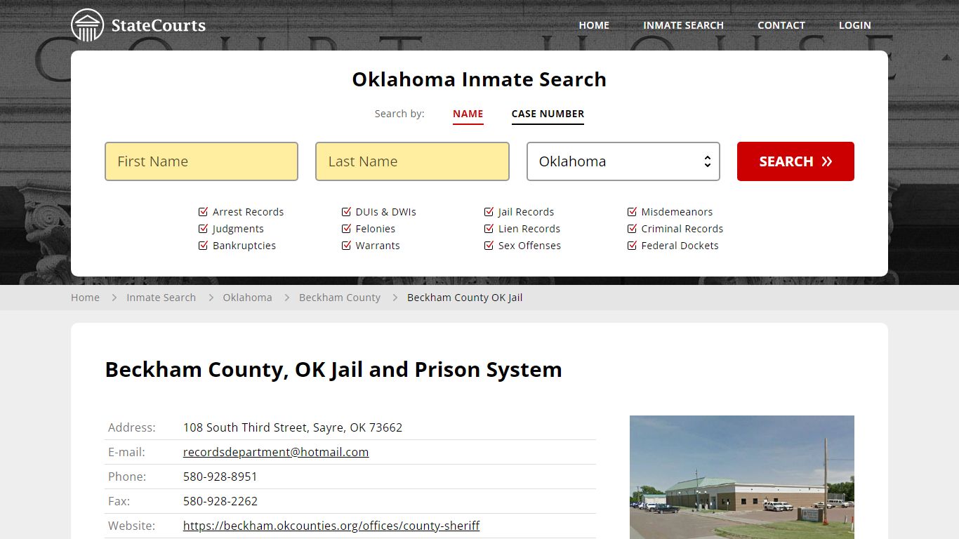Beckham County OK Jail Inmate Records Search, Oklahoma - StateCourts